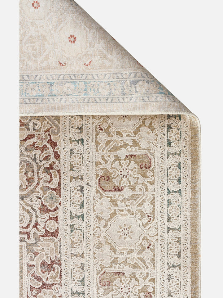 Golden Serisi %100 Naturel Yumuşak Dokulu Vintage Esintilere Sahip Sık Dokuma Salon Halısı 02 BEIGE - Carpetdocia