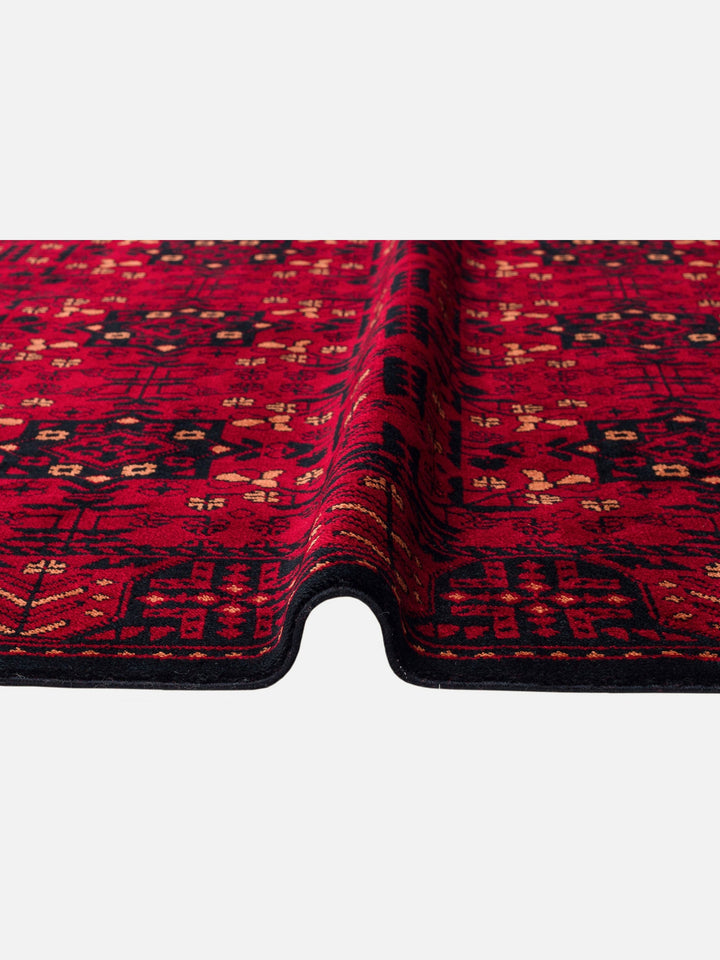 Kabil Afgan Desenli El Emeğiyle Özel Tezgahlarda Üretilen TENCEL™ Uşak Halısı 952 RED - Carpetdocia