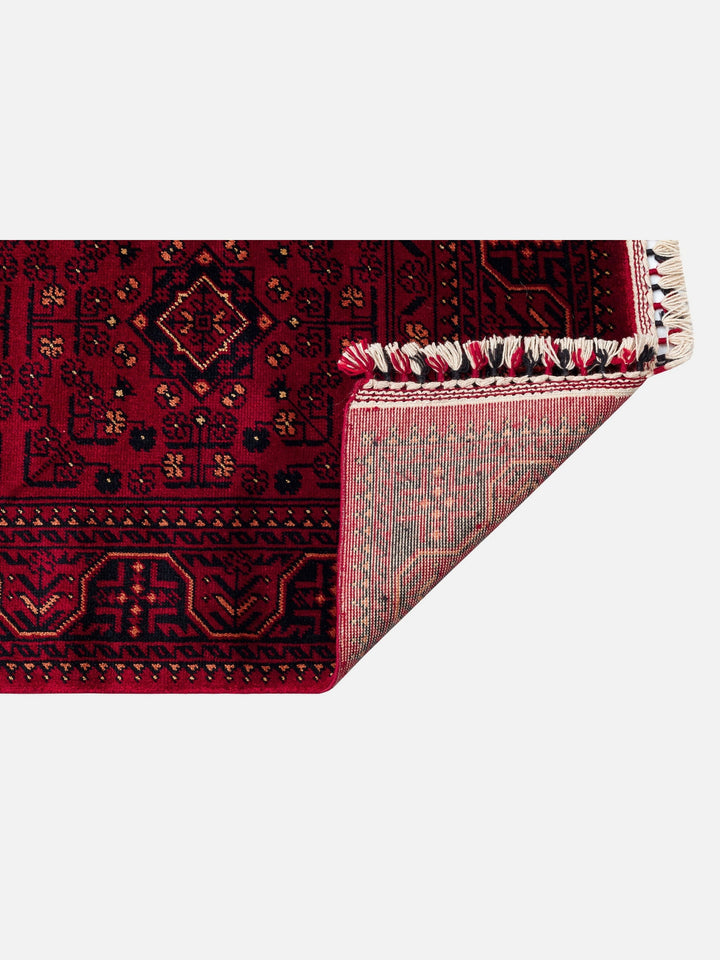 Kabil Afgan Desenli El Emeğiyle Özel Tezgahlarda Üretilen TENCEL™ Uşak Halısı 960 RED - Carpetdocia