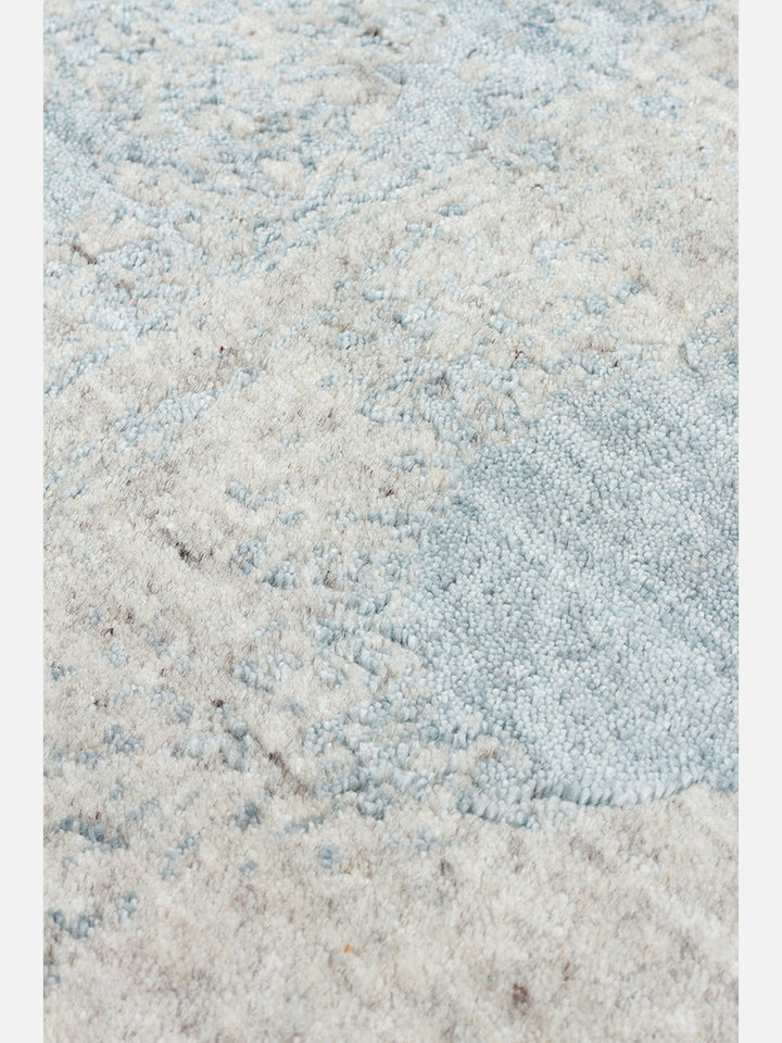 Palette Serisi %100 Naturel Yün Viskon Pamuk El Dokuma İskandinav Salon Oturma Odası Halı BEIGE BLUE - Carpetdocia