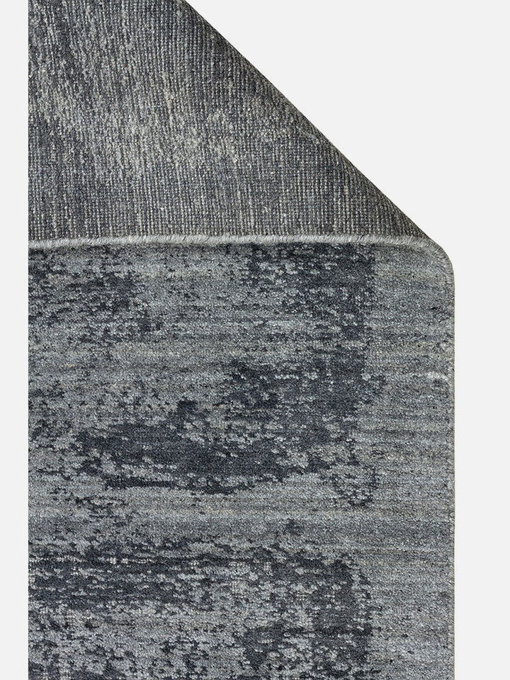 Palette Serisi %100 Naturel Yün Viskon Pamuk El Dokuma İskandinav Salon Oturma Odası Halı BLACK - Carpetdocia