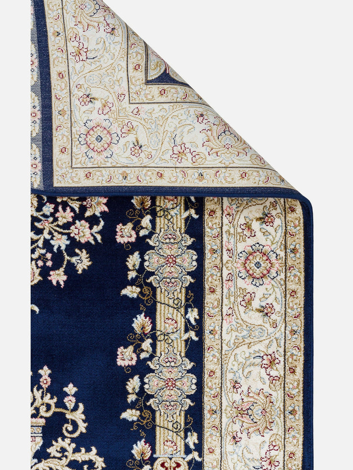 Topkapı Seccade Klasik Desenli Yüksek Kalite Özel Işıltılı Hediyelik Çeyizlik Namazlık 01 NAVY - Carpetdocia
