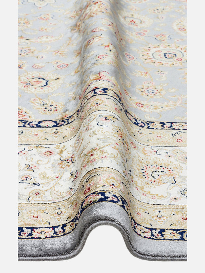 Topkapı Serisi Yüksek Kalite Sık Dokuma Klasik Desenli Özel Işıltılı Salon Halısı 03 GREY CREAM - Carpetdocia