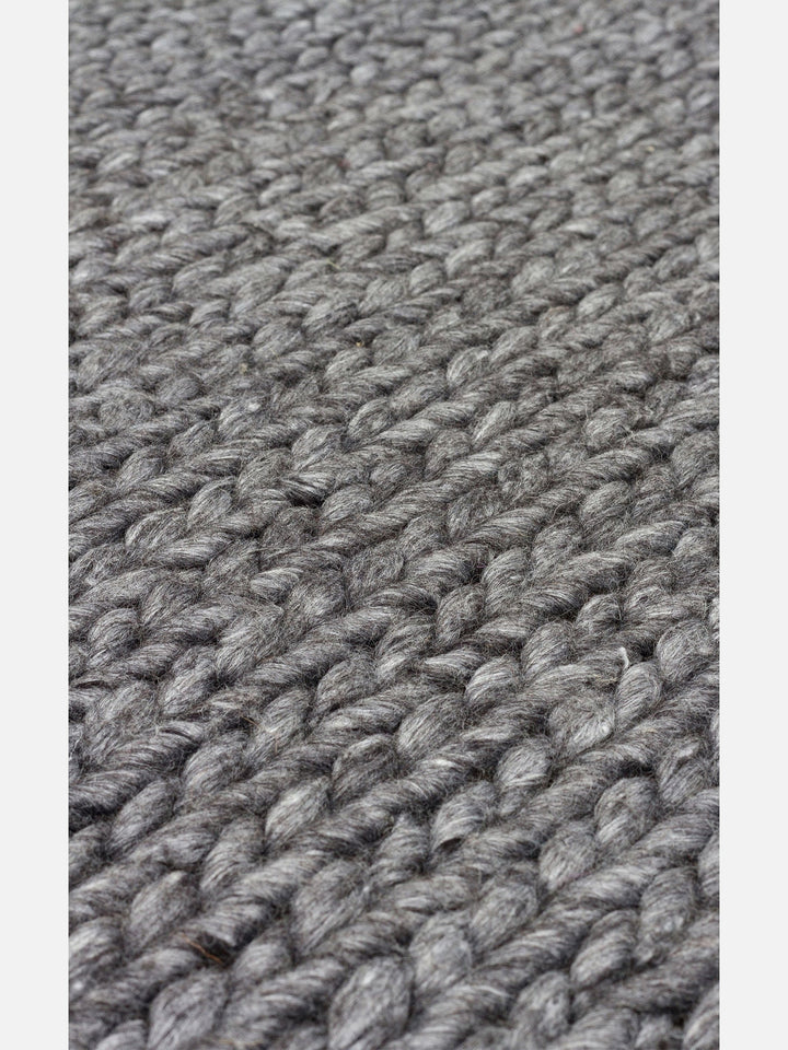 Woolstar %100 Naturel Kazak Desenli Salon Oturma Odası Koridor Antre El Dokuma Örgü Halı ANTRASIT - Carpetdocia