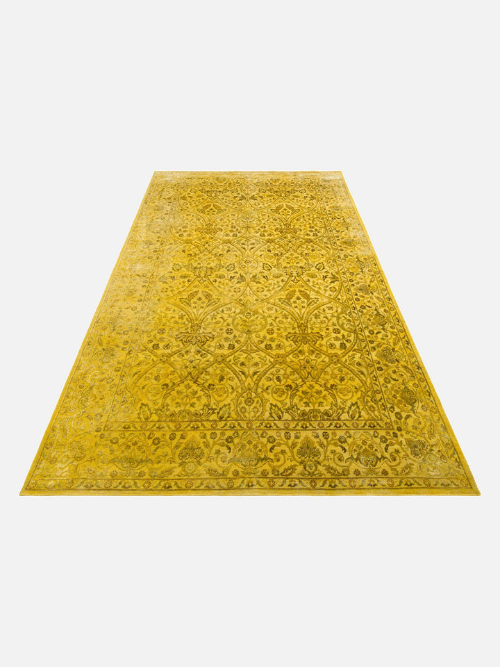 El dokuma Hindistan Jaipur halı Altın Sarı 196x295 cm stüdyo çekimi perspektif