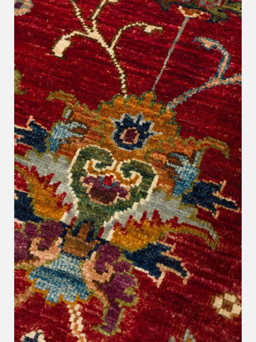 El dokuma Afgan halı kırmızı detay 278x382 cm