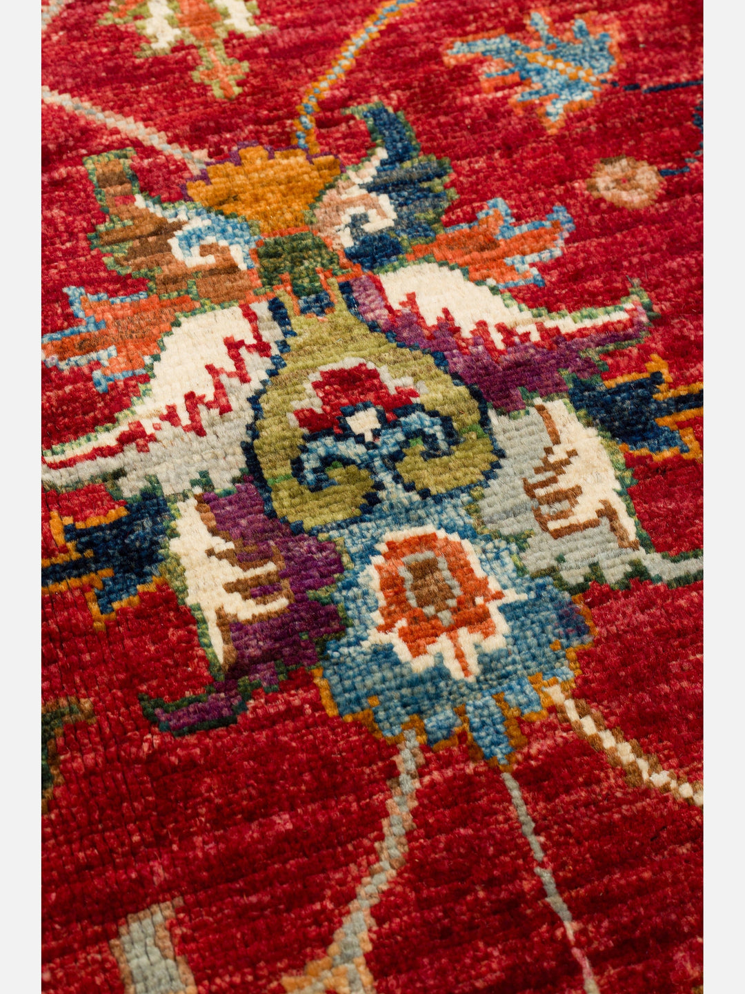 El dokuma Afgan halı kırmızı detay 278x382 cm