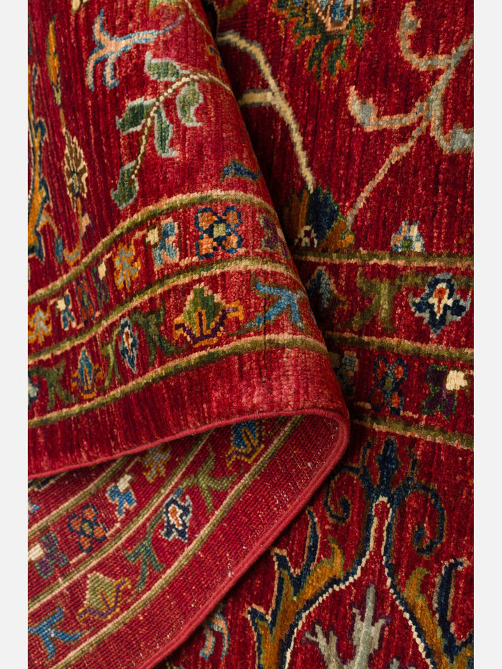 El dokuma Afgan halı kırmızı detay 278x382 cm