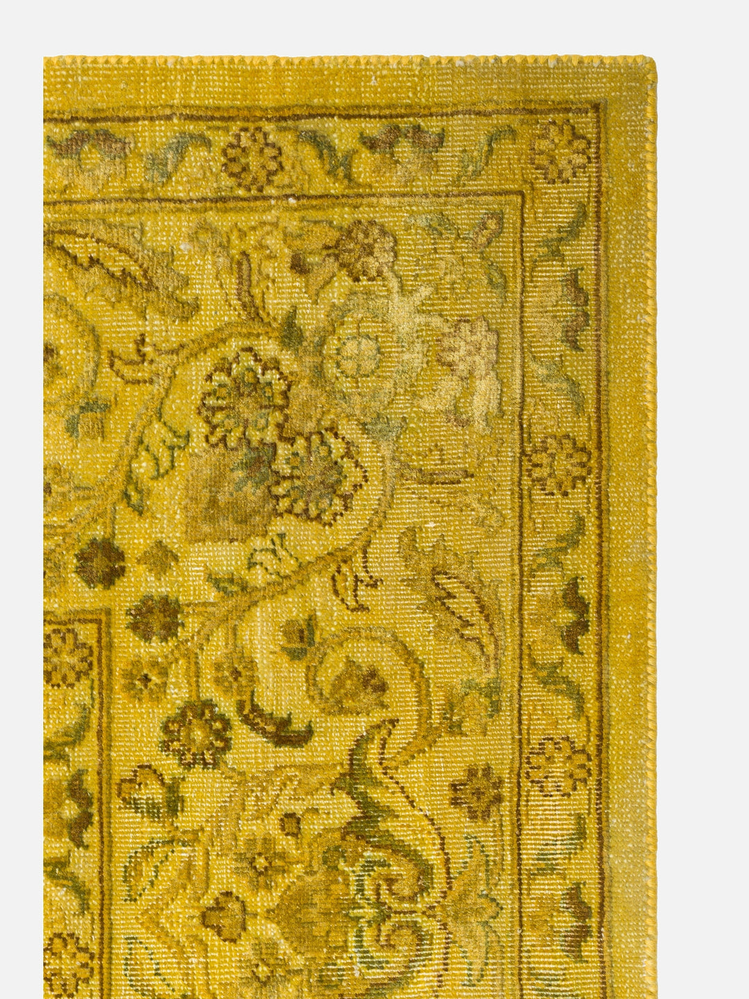El dokuma Hindistan Jaipur halı Altın Sarı 196x295 cm doku yakın çekim detay
