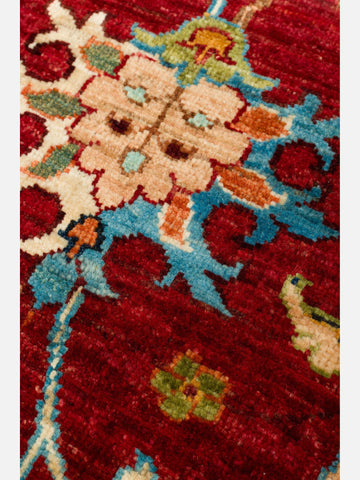 El dokuma Afgan halı kırmızı bitkisel desen 88x128 cm