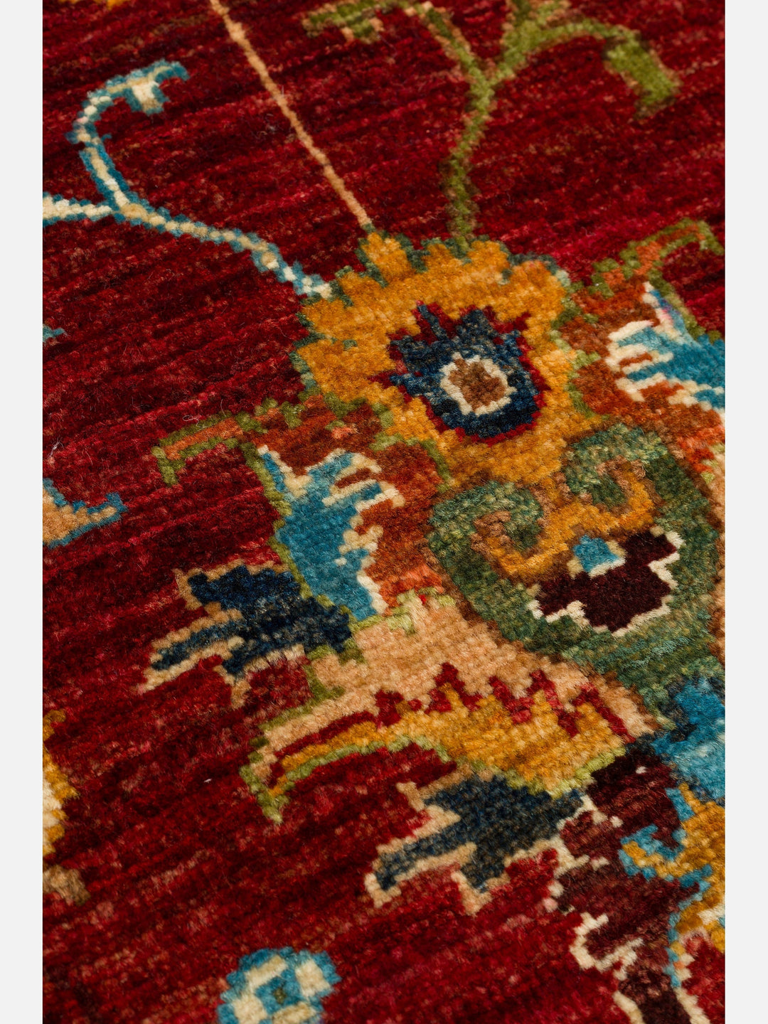 El dokuma Afgan halı kırmızı bitkisel desen 88x128 cm