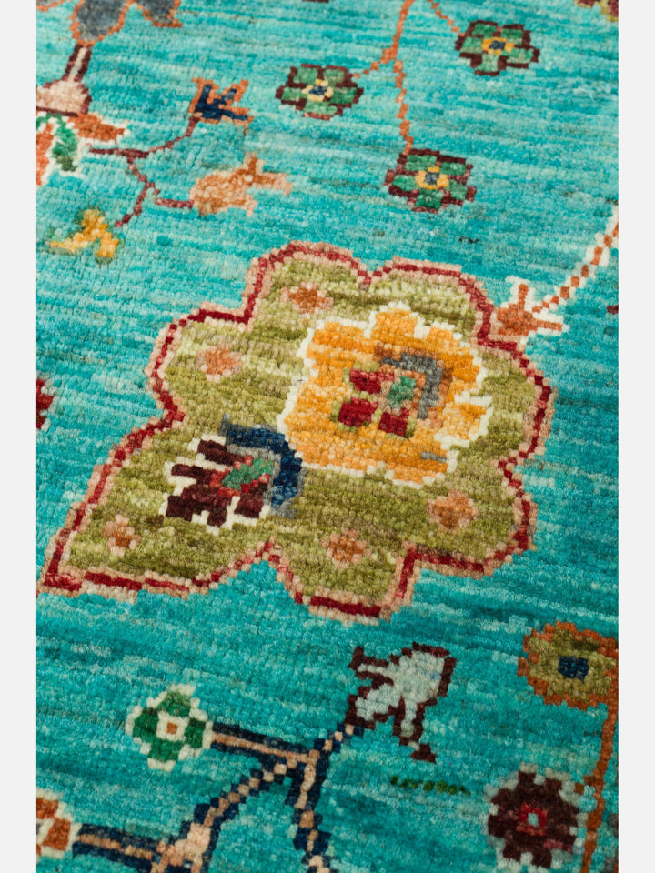 El dokuma Afgan turkuaz halı 151x211 cm stüdyo çekimi