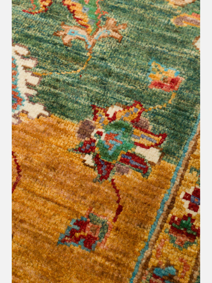El dokuma Afgan halı çok renkli bitkisel panel desen 158 x 201 cm detay