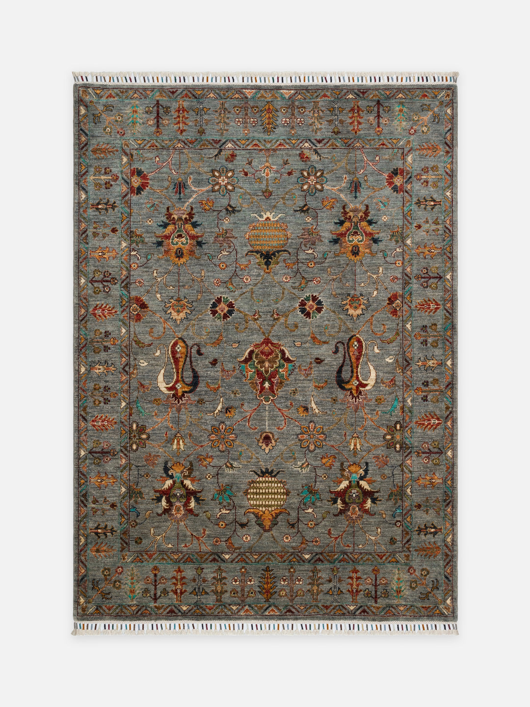 El dokuma Afgan halı çağla yeşili bitkisel desen 156x216 cm - kusbakisi
