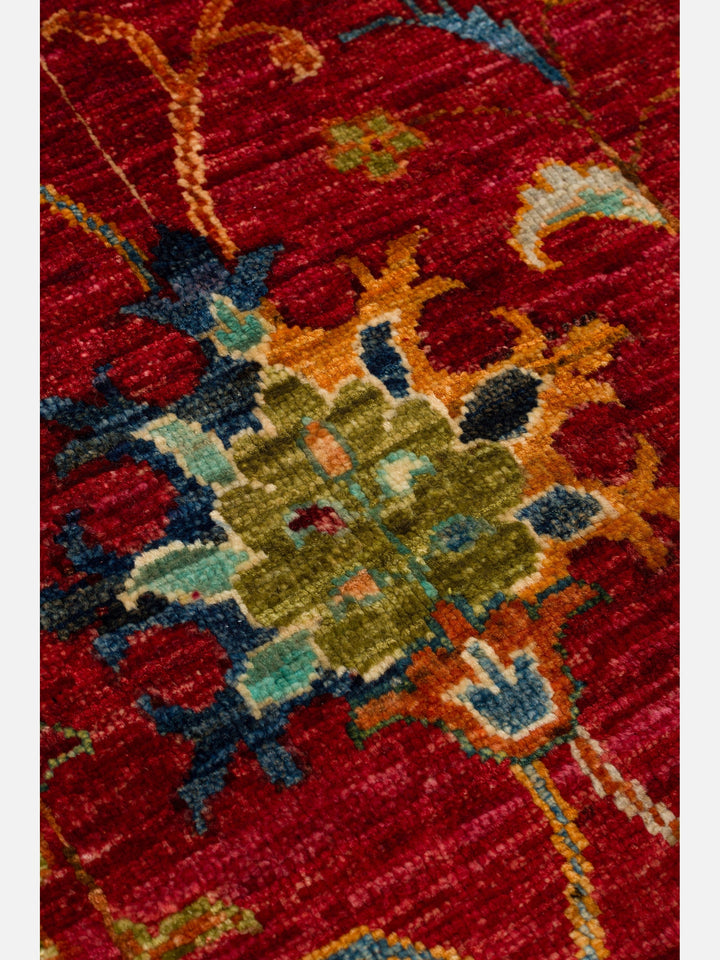 El dokuma Afgan kırmızı halı 148x206 cm stüdyo çekimi