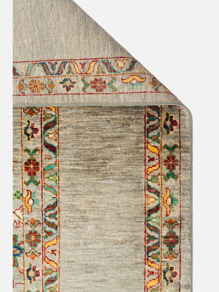 El dokuma Afgan halı açık gri arka yüz dokuma 270x372 cm