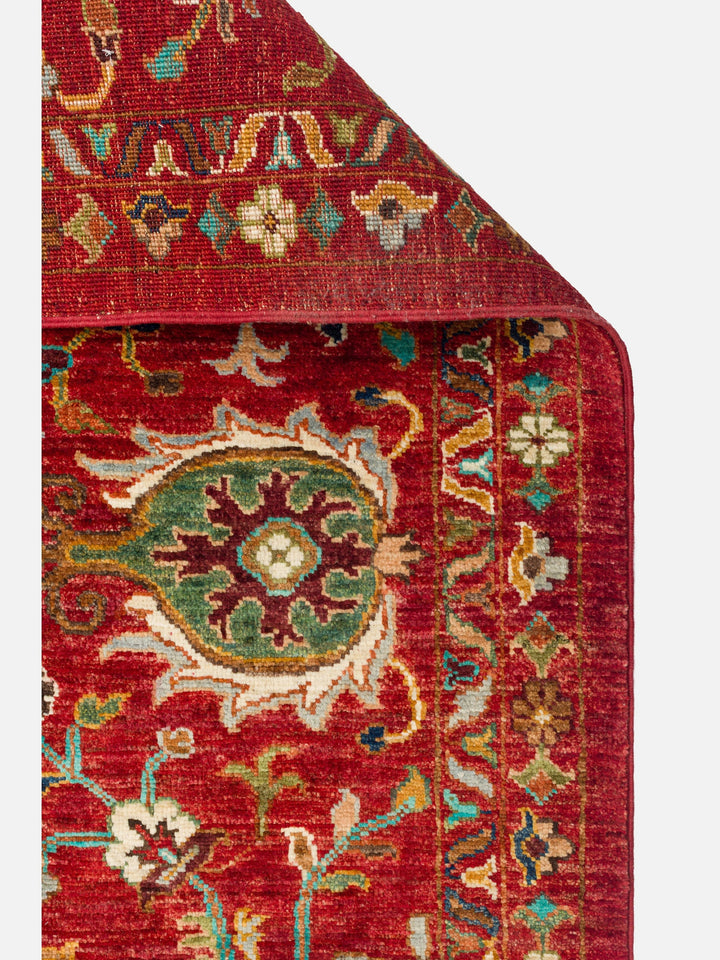 El dokuma Afgan halı kırmızı detay 276x378 cm
