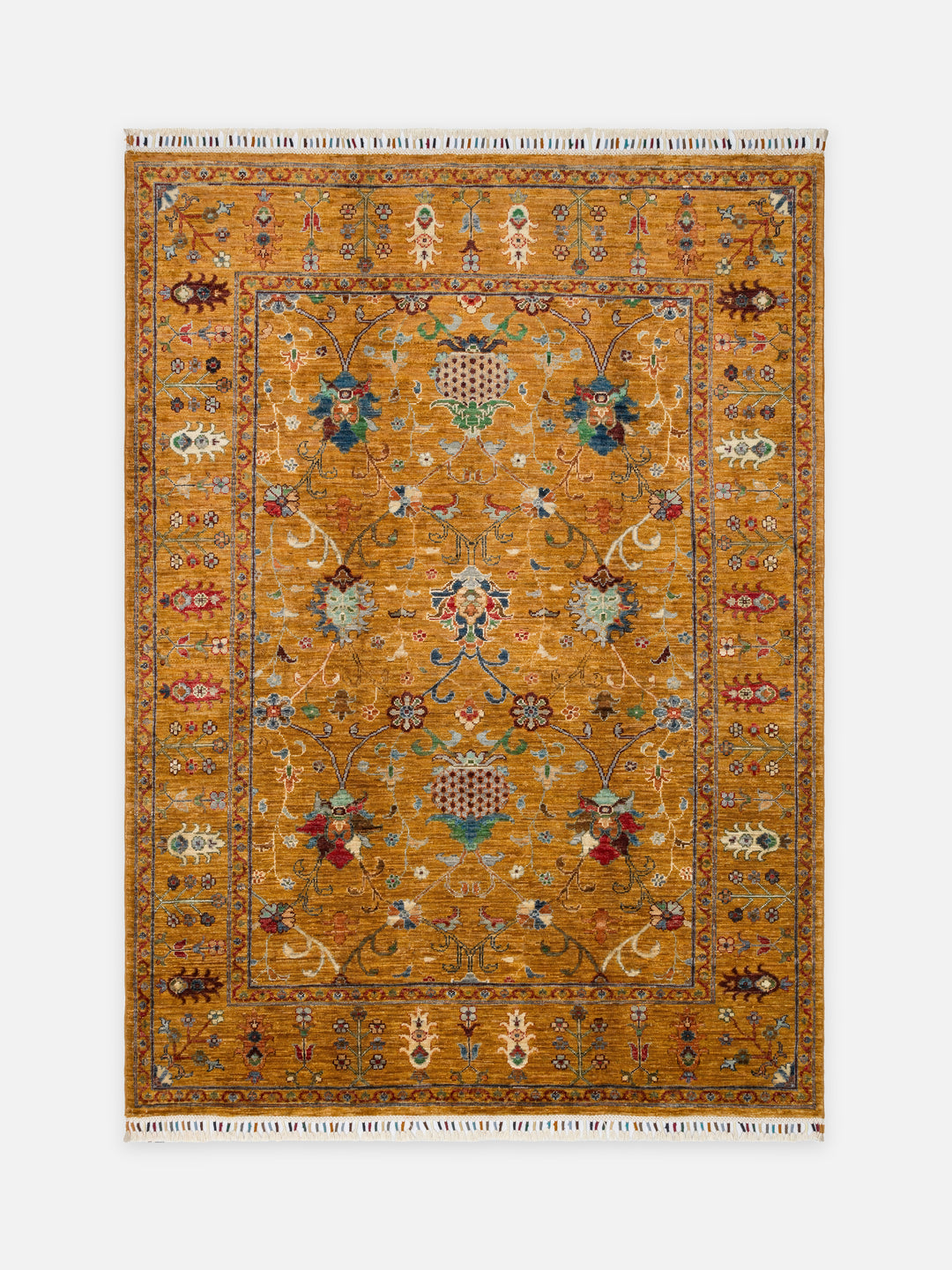 El dokuma Afgan amber halı 154x212 cm kuşbakışı