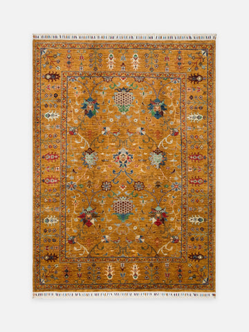 El dokuma Afgan amber halı 154x212 cm kuşbakışı