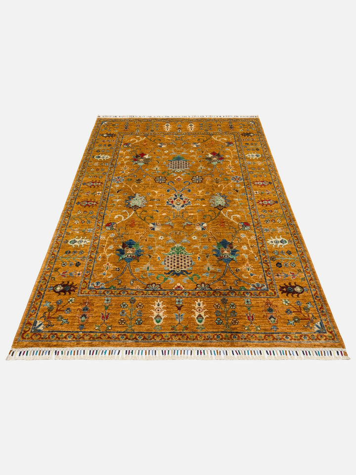 El dokuma Afgan amber halı 154x212 cm stüdyo çekimi
