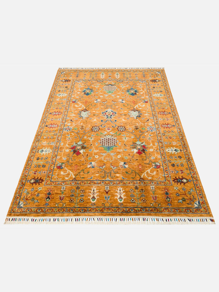 El dokuma Afgan amber halı 154x212 cm stüdyo çekimi