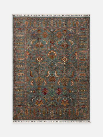 El dokuma Afgan halı çağla yeşili bitkisel desen 159x212 cm - kusbakisi