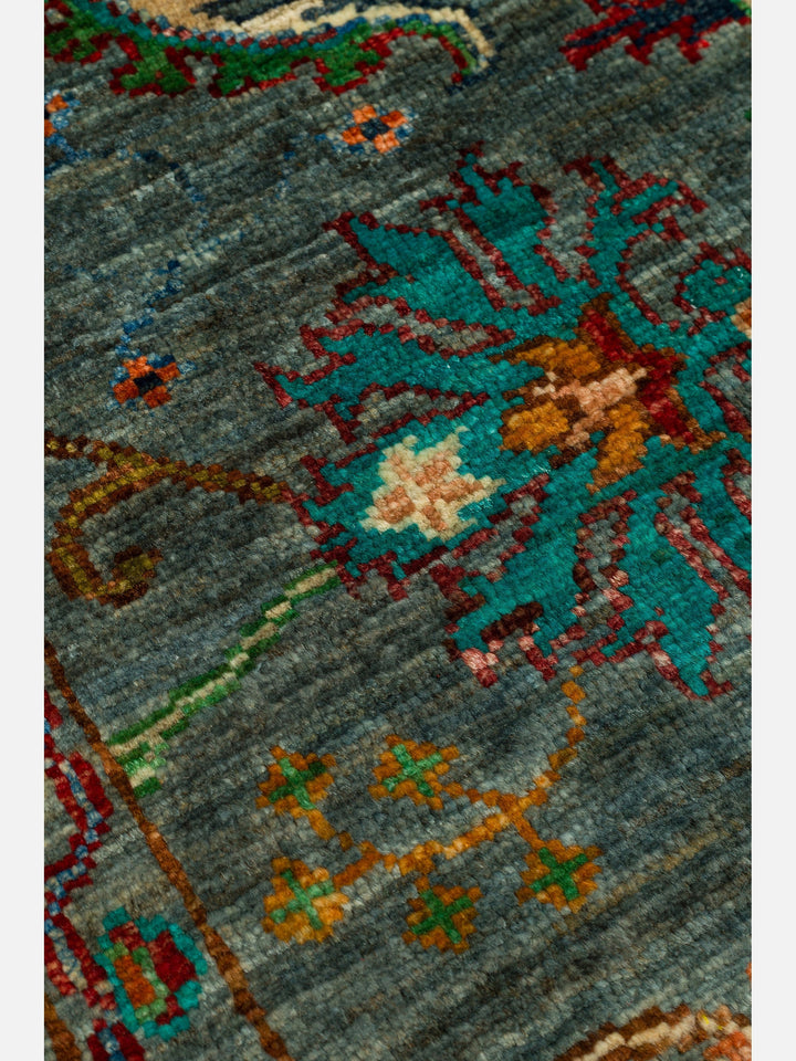El dokuma Afgan halı çağla yeşili bitkisel desen 159x212 cm