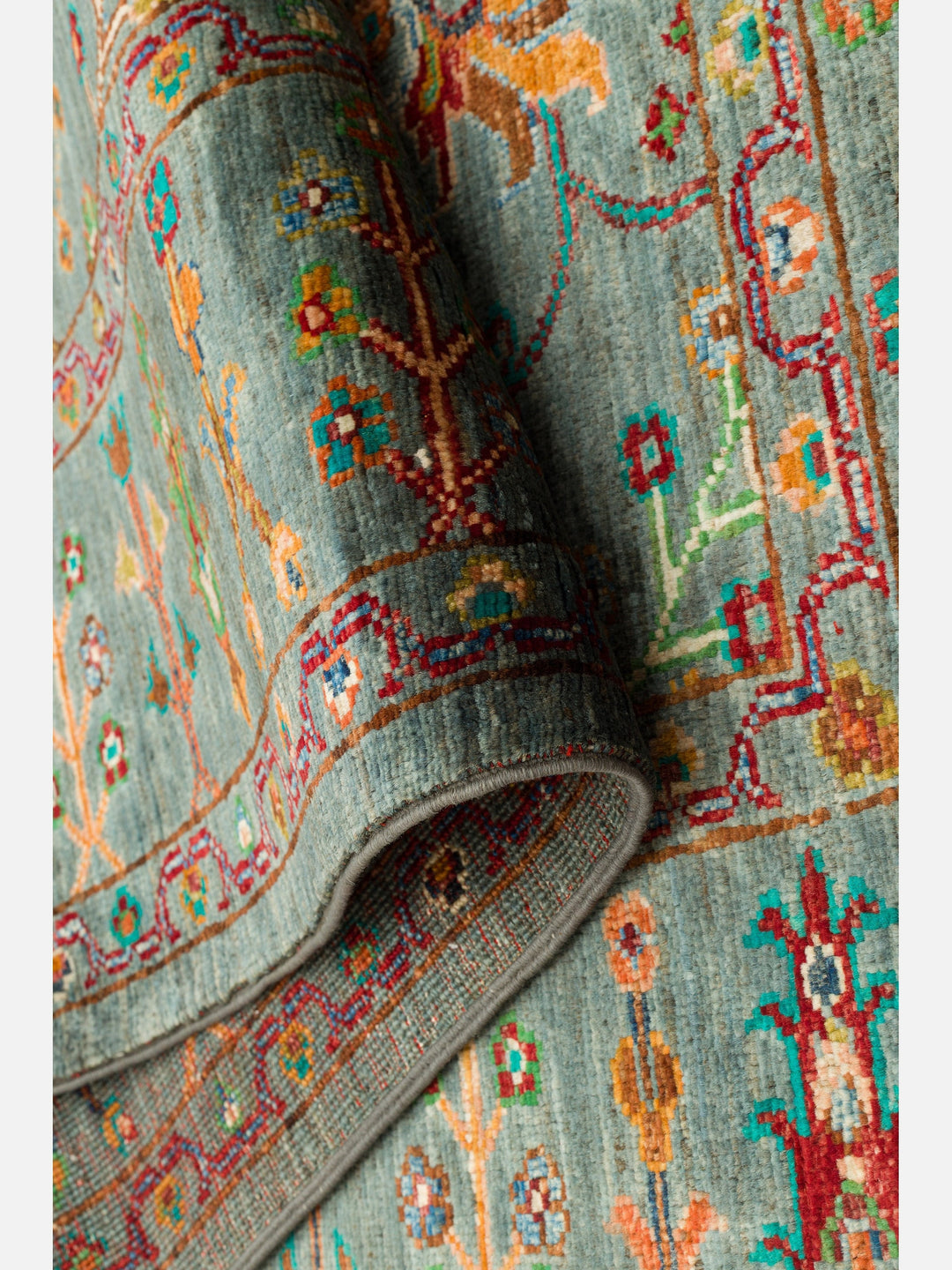 El dokuma Afgan halı çağla yeşili bitkisel desen 159x212 cm