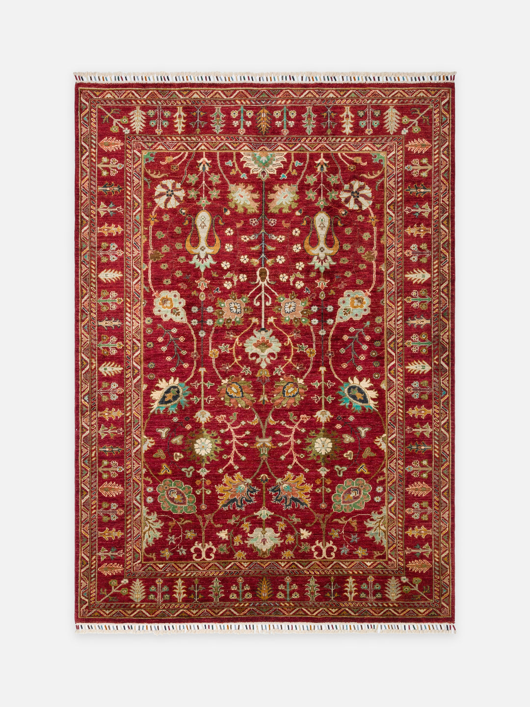 El dokuma Afgan kırmızı halı 176x246 cm kuşbakışı