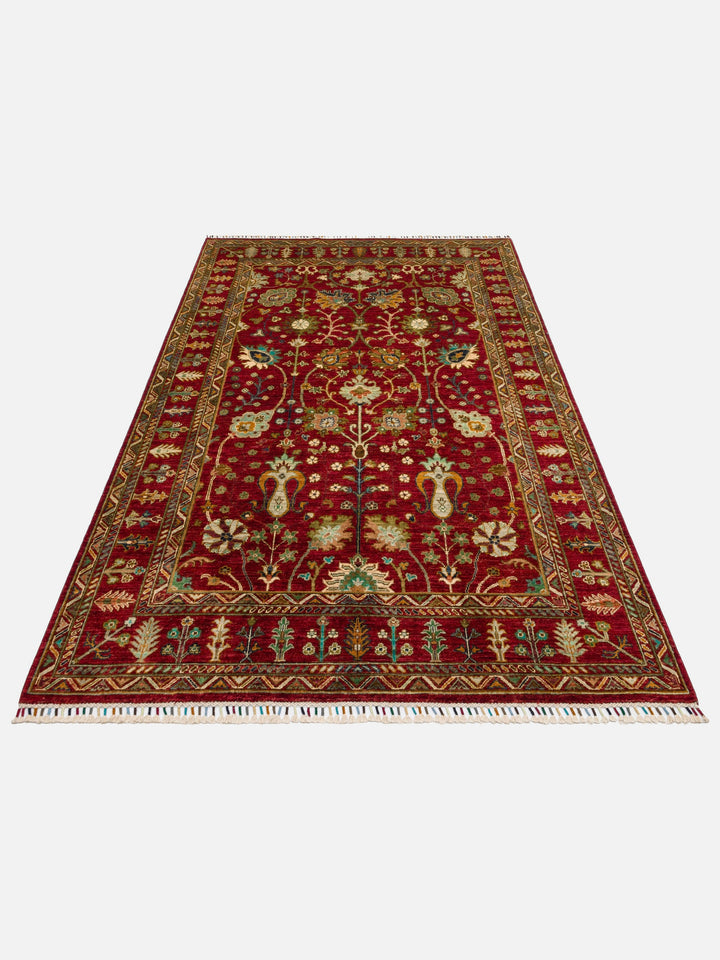 El dokuma Afgan kırmızı halı 176x246 cm stüdyo çekimi