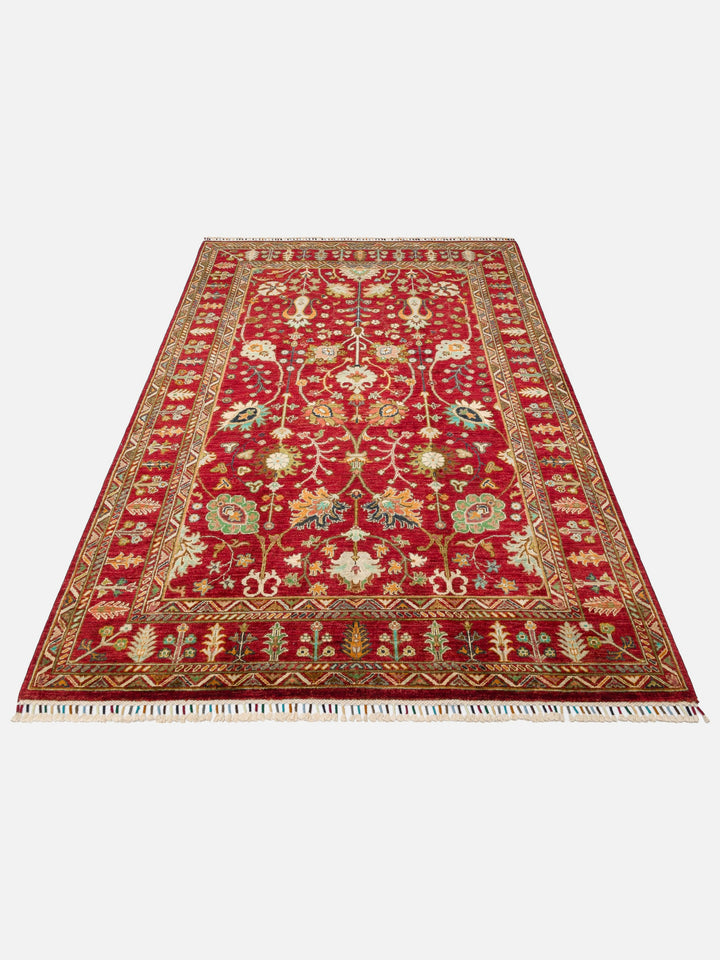 El dokuma Afgan kırmızı halı 176x246 cm stüdyo çekimi