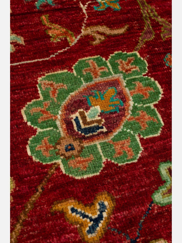 El dokuma Afgan kırmızı halı 176x246 cm stüdyo çekimi