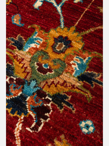 El dokuma Afgan halı kırmızı bitkisel desen 88x127 cm