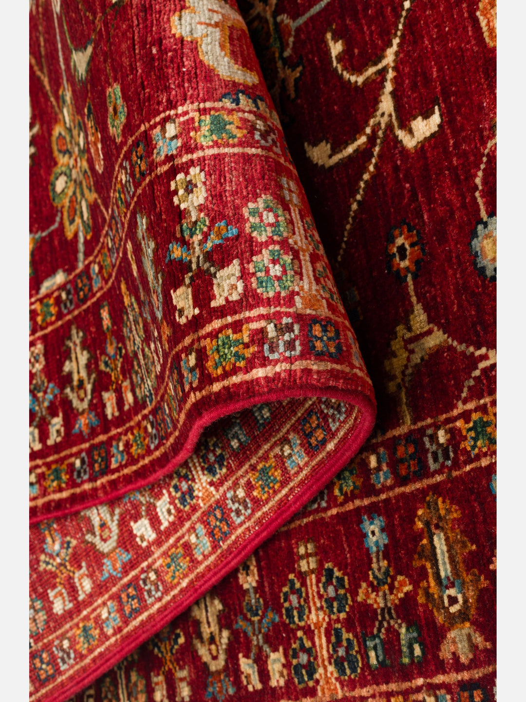 El dokuma Afgan halı kırmızı bitkisel desen 84x289 cm