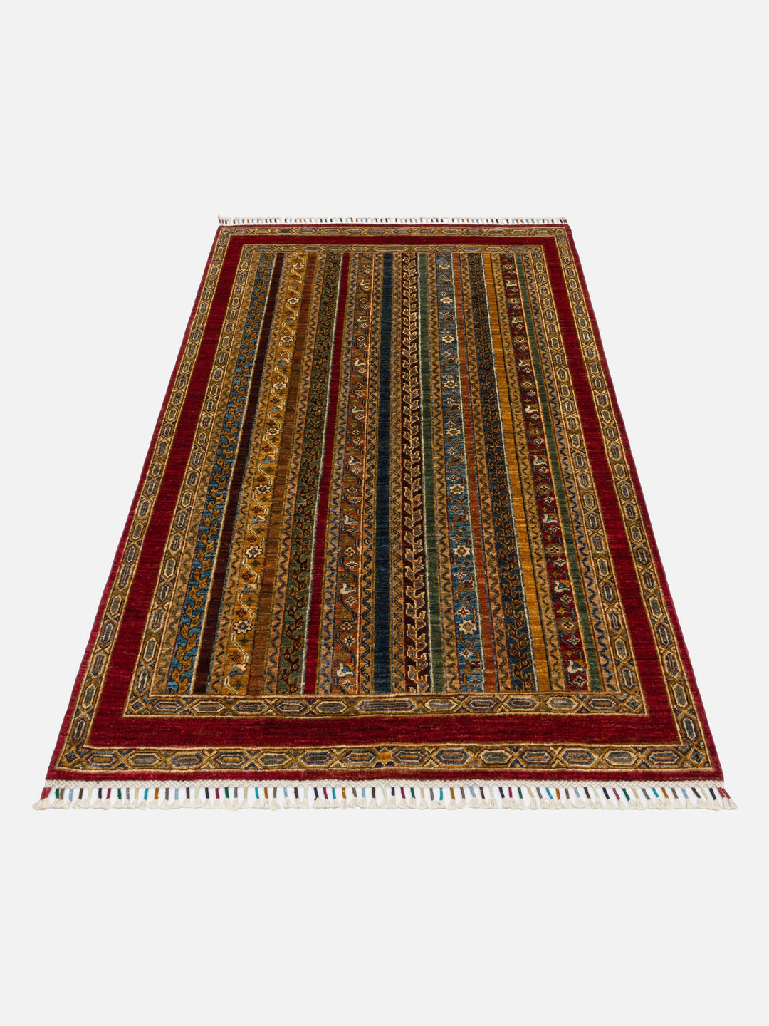 El dokuma Afgan halı kırmızı bitkisel desen 123x186 cm