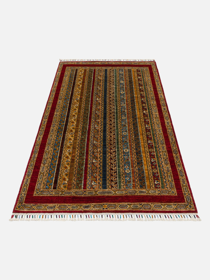 El dokuma Afgan halı kırmızı bitkisel desen 123x186 cm