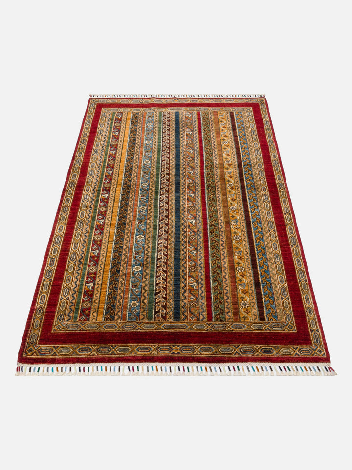 El dokuma Afgan halı kırmızı bitkisel desen 123x186 cm