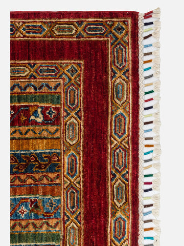 El dokuma Afgan halı kırmızı bitkisel desen 123x186 cm