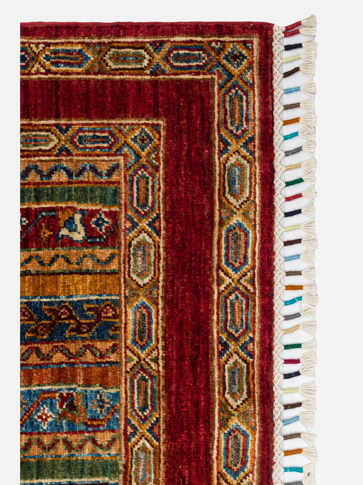 El dokuma Afgan halı kırmızı bitkisel desen 123x186 cm