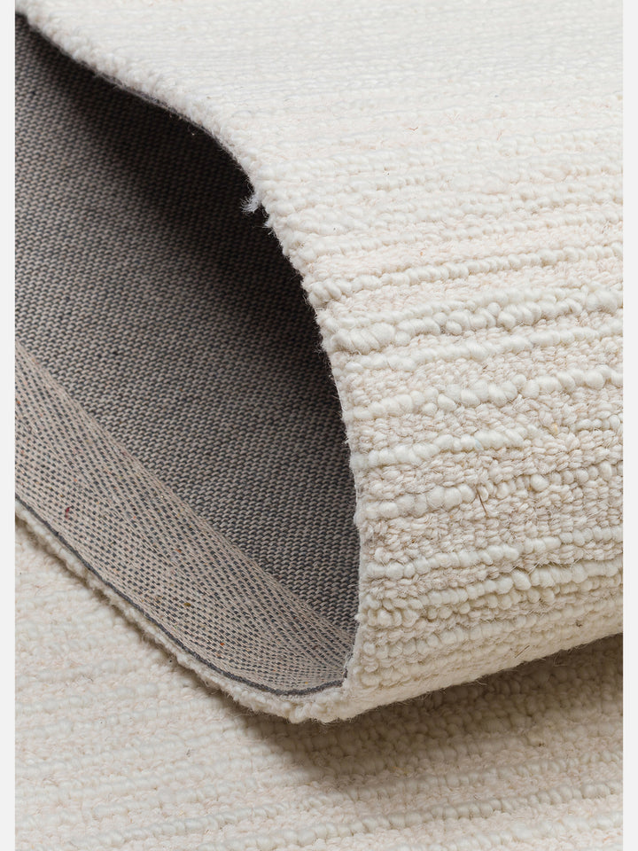 Barcelona Series Wool and Cotton Blend Handwoven Rug IVORY