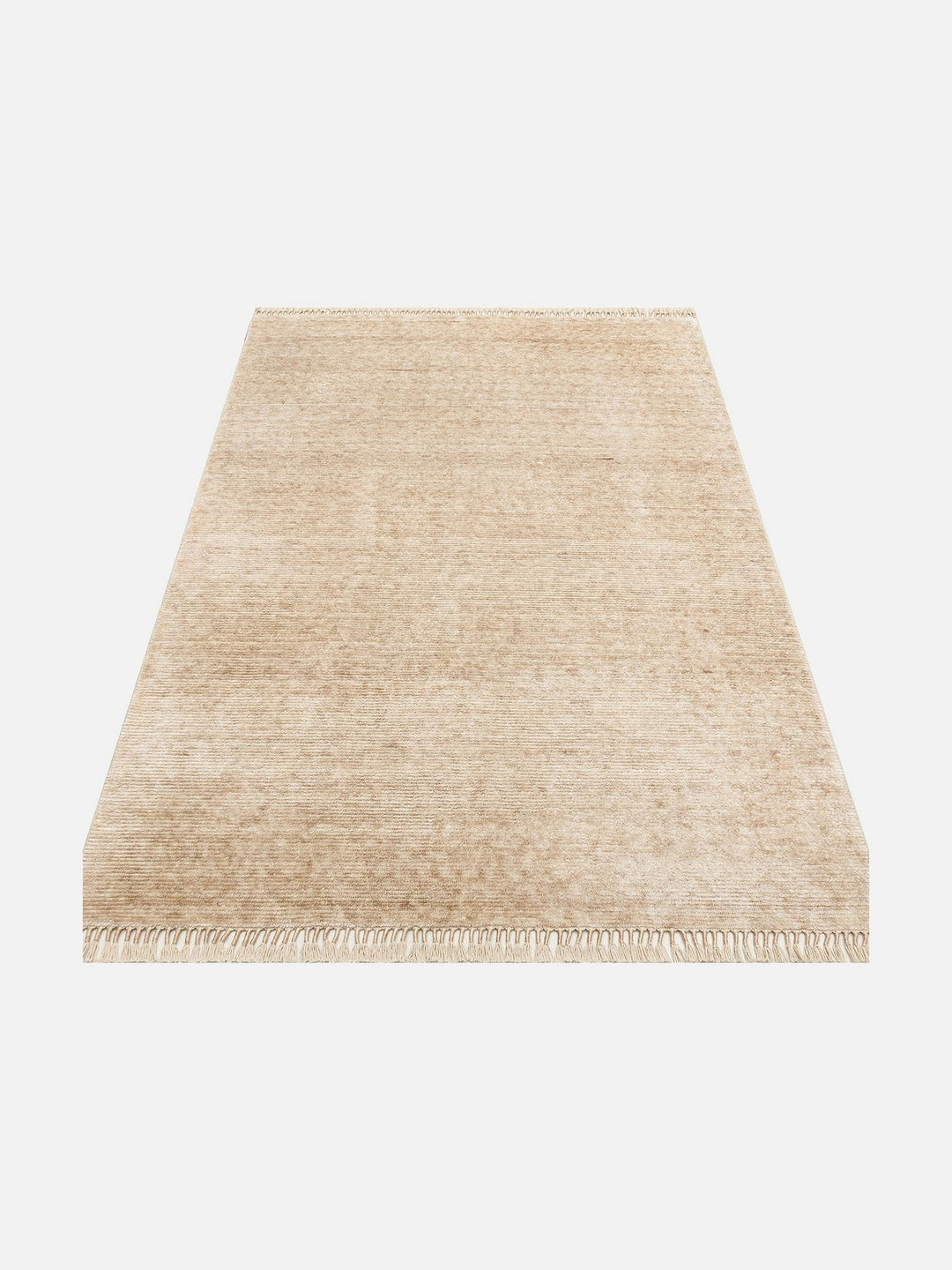Brasilia El Emeğiyle Üretilen Modern Sade Şık TENCEL™ Özel Kara Tezgah Halısı PLAIN BEIGE - Carpetdocia