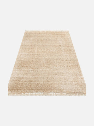 Brasilia El Emeğiyle Üretilen Modern Sade Şık TENCEL™ Özel Kara Tezgah Halısı PLAIN BEIGE - Carpetdocia