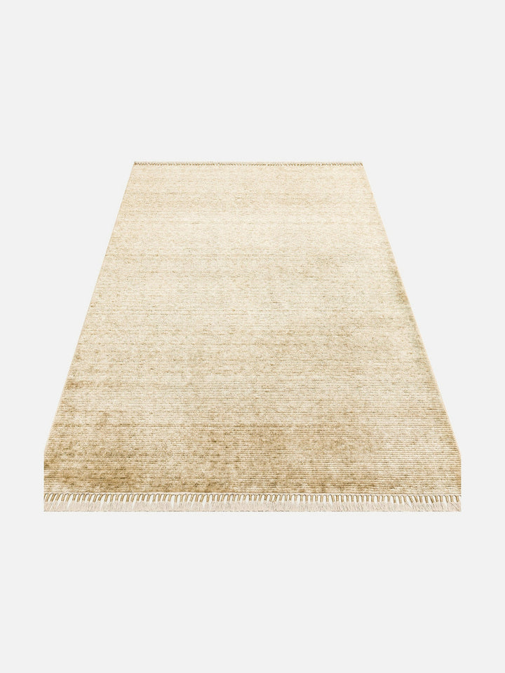 Brasilia El Emeğiyle Üretilen Modern Sade Şık TENCEL™ Özel Kara Tezgah Halısı PLAIN GREEN - Carpetdocia