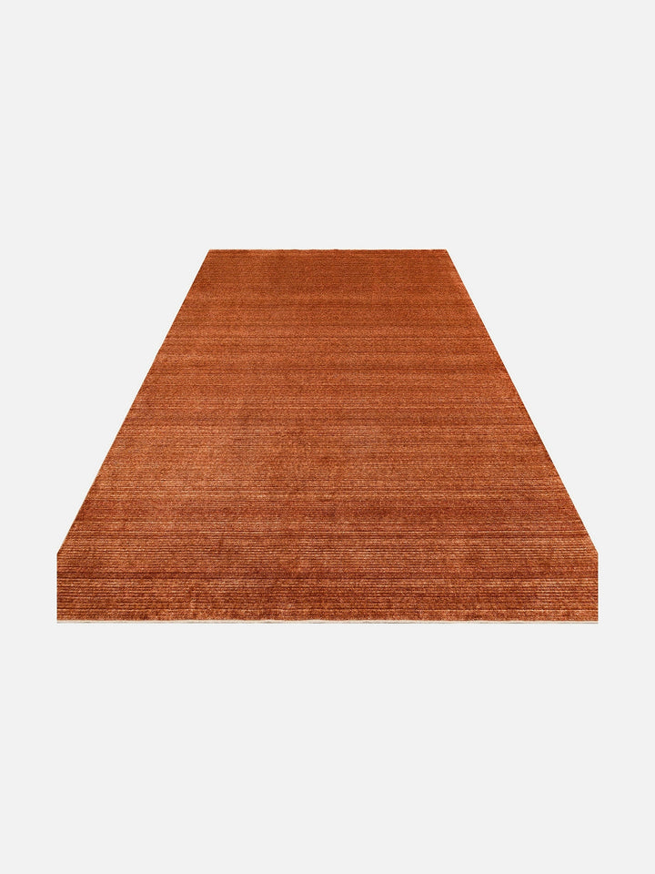 Brasilia El Emeğiyle Üretilen Modern Sade Şık TENCEL™ Özel Kara Tezgah Halısı PLAIN TERRACOTTA - Carpetdocia