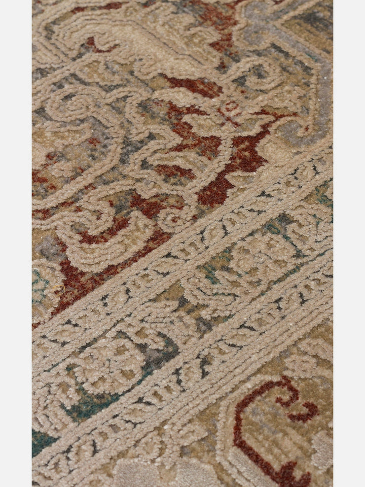 Golden Serisi %100 Naturel Yumuşak Dokulu Vintage Esintilere Sahip Sık Dokuma Salon Halısı 02 BEIGE - Carpetdocia