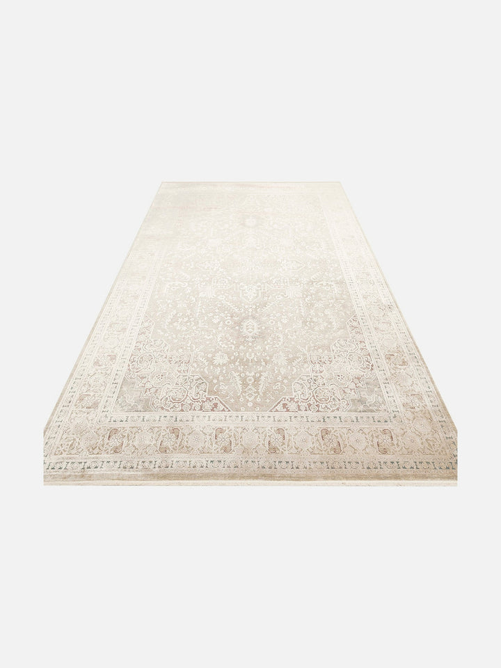 Golden Serisi %100 Naturel Yumuşak Dokulu Vintage Esintilere Sahip Sık Dokuma Salon Halısı 02 BEIGE - Carpetdocia