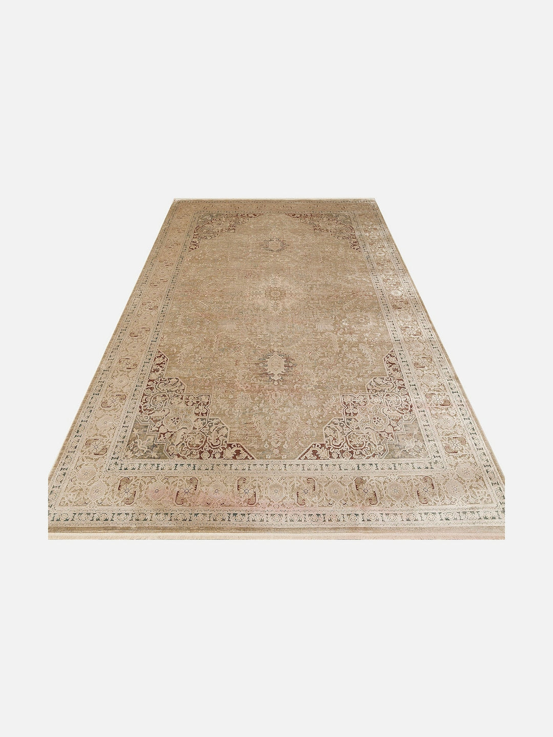 Golden Serisi %100 Naturel Yumuşak Dokulu Vintage Esintilere Sahip Sık Dokuma Salon Halısı 02 BEIGE - Carpetdocia