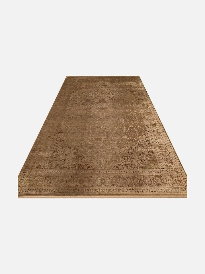 Golden Serisi %100 Naturel Yumuşak Dokulu Vintage Esintilere Sahip Sık Dokuma Salon Halısı 02 BRONZE - Carpetdocia