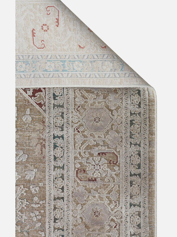 Golden Serisi %100 Naturel Yumuşak Dokulu Vintage Esintilere Sahip Sık Dokuma Salon Halısı 02 GREY - Carpetdocia