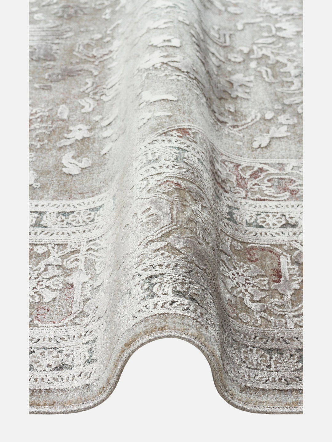 Golden Serisi %100 Naturel Yumuşak Dokulu Vintage Esintilere Sahip Sık Dokuma Salon Halısı 02 GREY - Carpetdocia